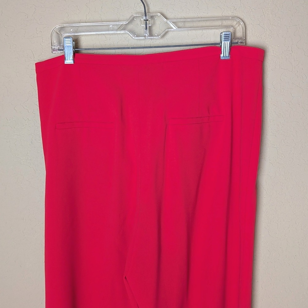 Alice + Olivia Red Wide-Leg Dress Pants Long Inseam 35" Crepe Trousers Sz 14 - Picture 8 of 9